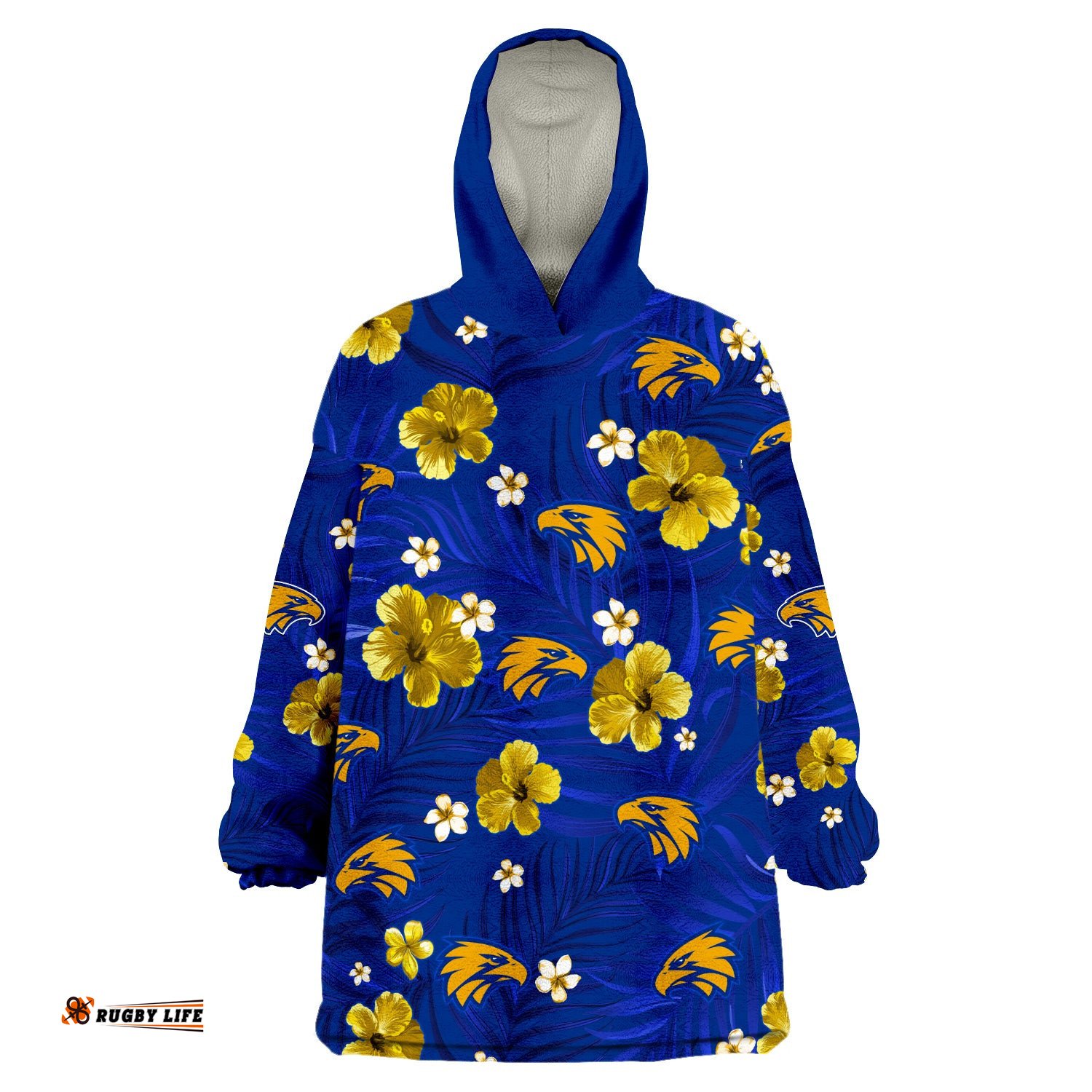 custom personalised eagles football west coast premiers tropical flowers simple wearable blanket hoodie