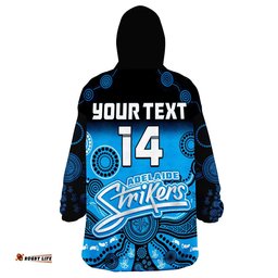 custom text and number adelaide strikers wearable blanket hoodie gradient aboriginal dot painting