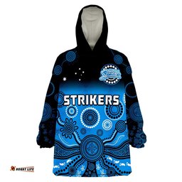 custom text and number adelaide strikers wearable blanket hoodie gradient aboriginal dot painting