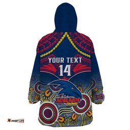 personalised adelaide crows football wearable blanket hoodie aboriginal mix polynesian pattern