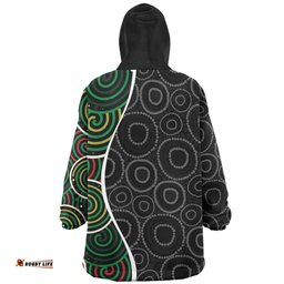 Australia Aboriginal Green Dot Art Circle Pattern From Aboriginal Art Wearable Blanket Hoodie Aussie Oodie