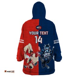 personalised swans and cats football wearable blanket hoodie sydney mix geelong sporty version