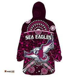 sea eagles rugby wearable blanket hoodie boomerang indigenous dots