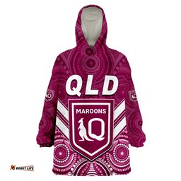 custom text and number maroons rugby aboriginal queensland origin wearable blanket hoodie