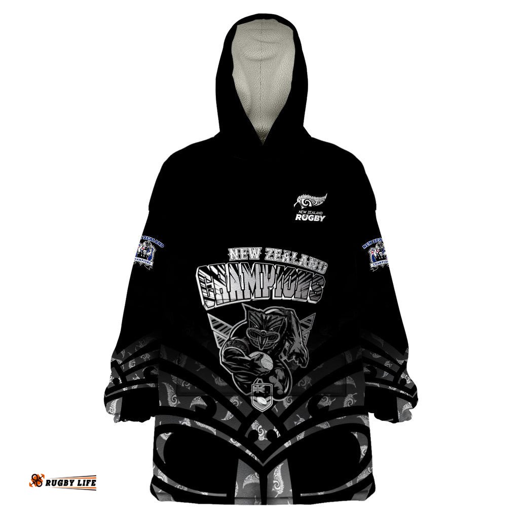 new zealand warriors and all black wearable blanket hoodie go champions dt02