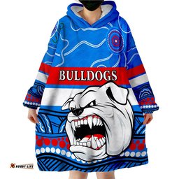 custom text and number bulldogs indigenous western football wearable blanket hoodie