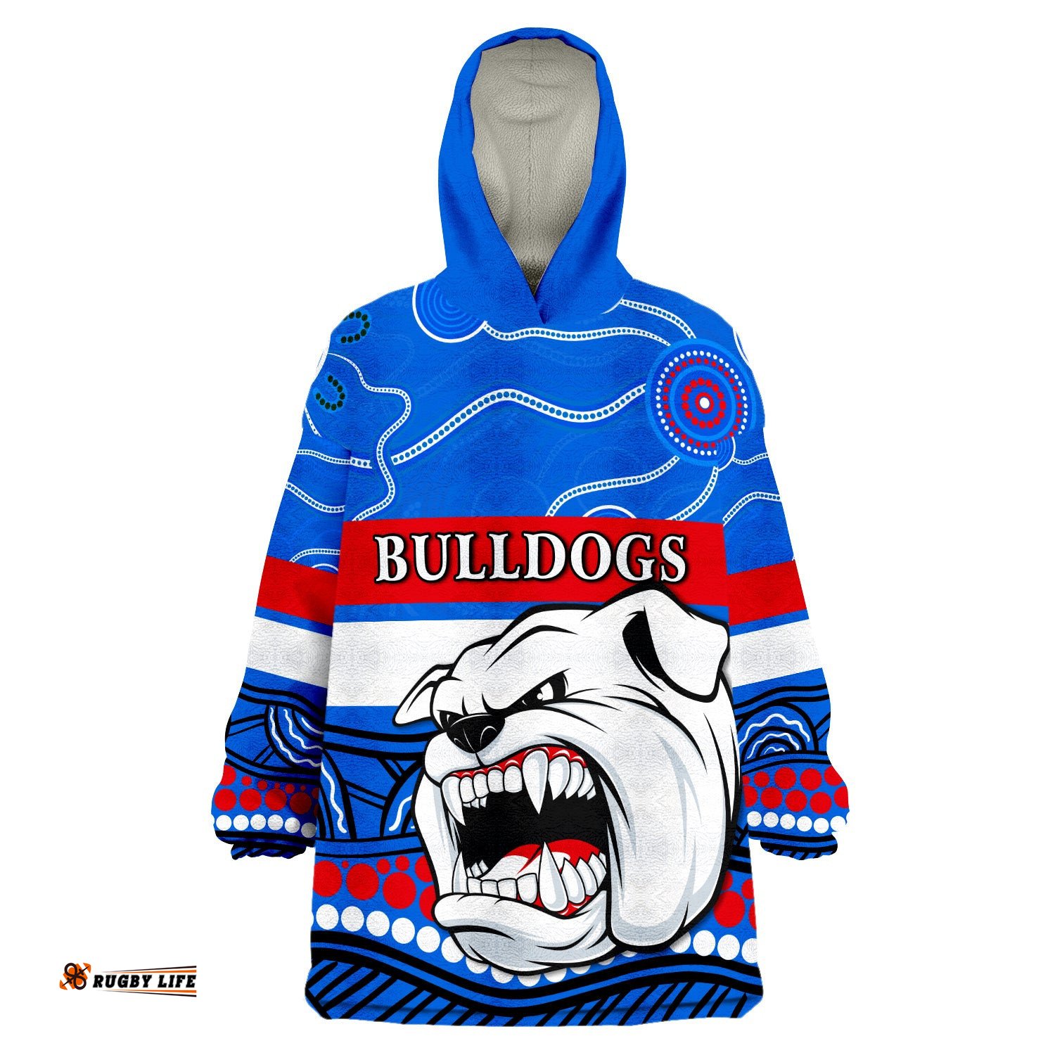 custom text and number bulldogs indigenous western football wearable blanket hoodie
