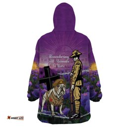 australia dog heroes anzac wearable blanket hoodie remembering all animals in war purple poppies