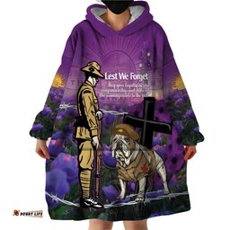 australia dog heroes anzac wearable blanket hoodie remembering all animals in war purple poppies