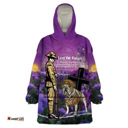 australia dog heroes anzac wearable blanket hoodie remembering all animals in war purple poppies