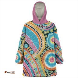 Australia Aboriginal Australian Indigenous Aboriginal Art Vivid Pastel Colours Ver 1 Wearable Blanket Hoodie Aussie Oodie