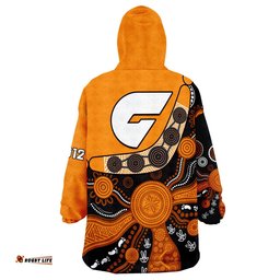 greater western sydney football wearable blanket hoodie giants 2012 boomerang indigenous pattern