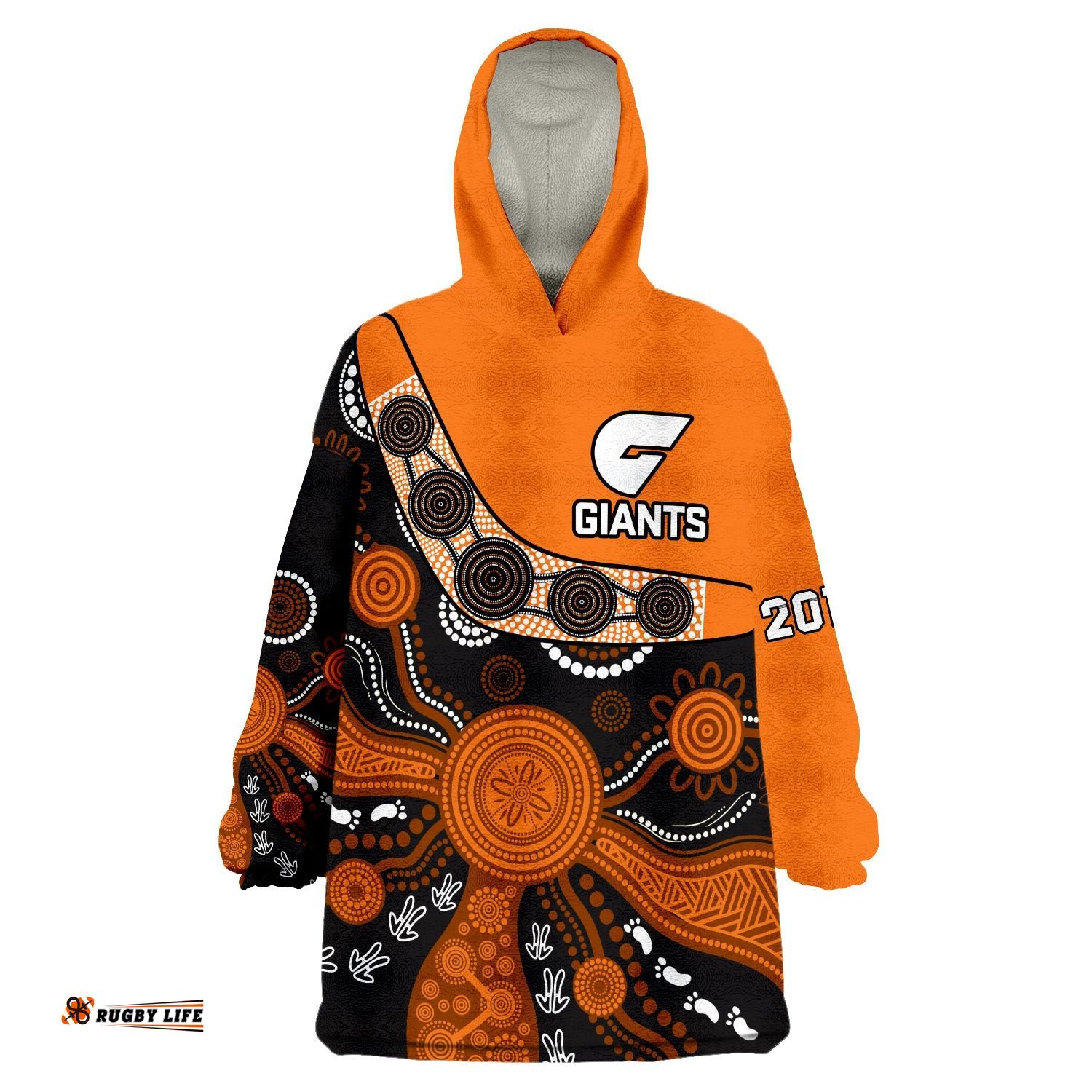 greater western sydney football wearable blanket hoodie giants 2012 boomerang indigenous pattern