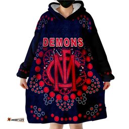 demons football melbourne indigenous wearable blanket hoodie