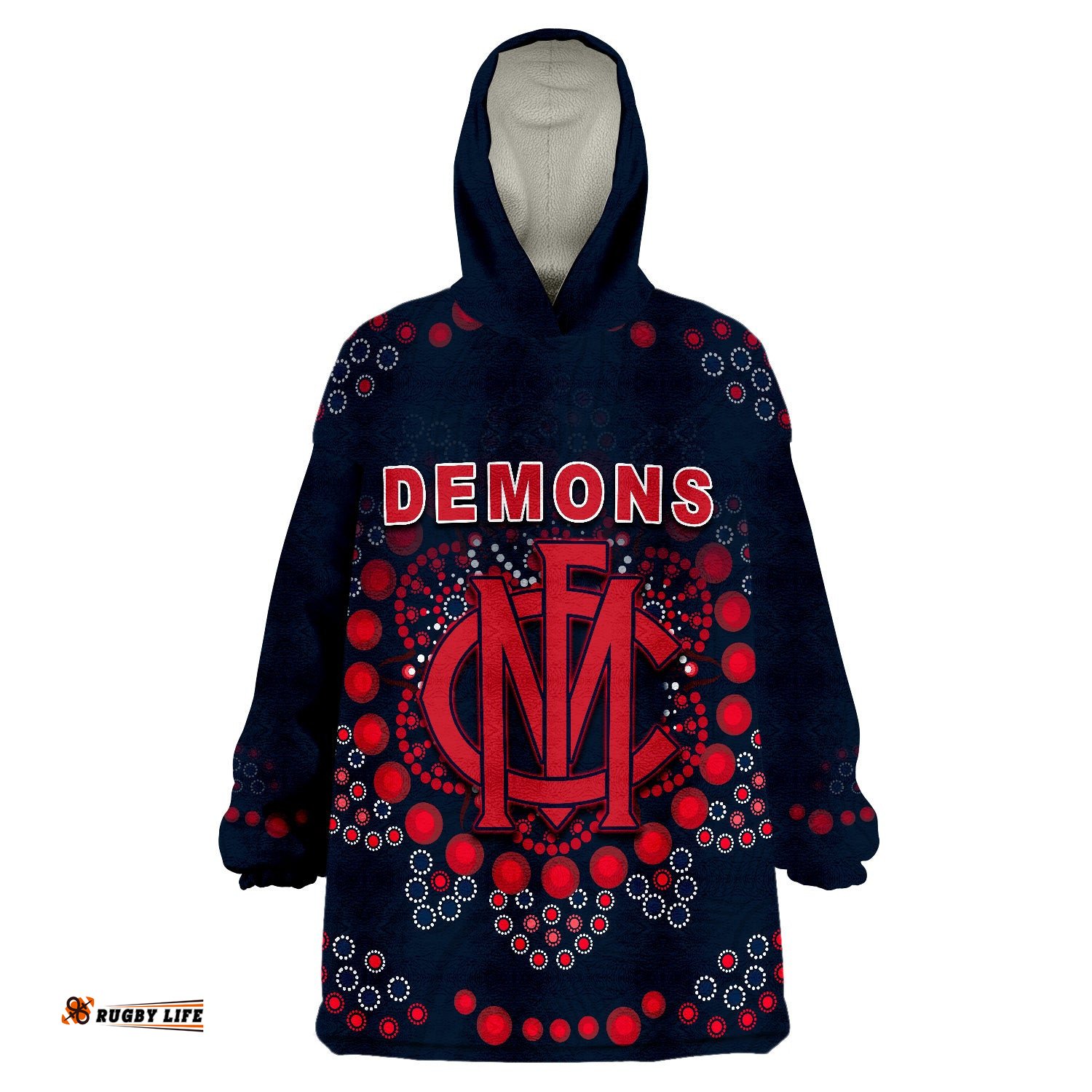 demons football melbourne indigenous wearable blanket hoodie