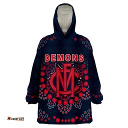 demons football melbourne indigenous wearable blanket hoodie
