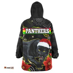 Penrith Panthers Christmas Snug Hoodie - Custom Penrith Panthers Aboriginal Inspired Xmas Oodie Blanket