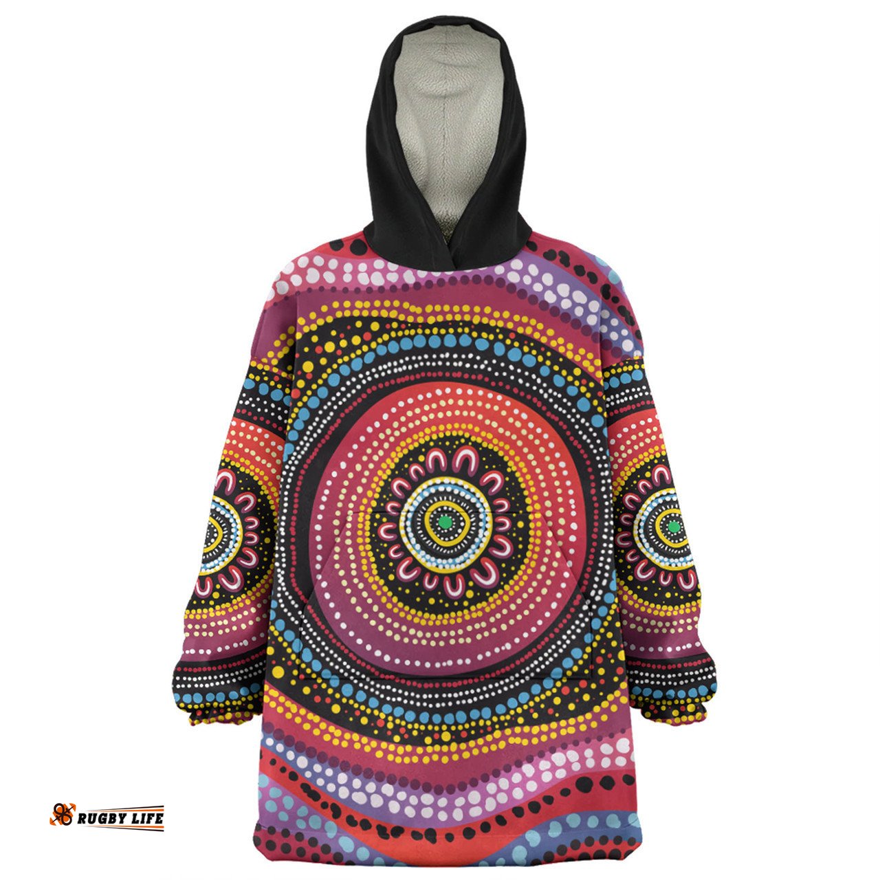 Australia Aboriginal Aboriginal Showcasing Dot Art Design Wearable Blanket Hoodie Aussie Oodie