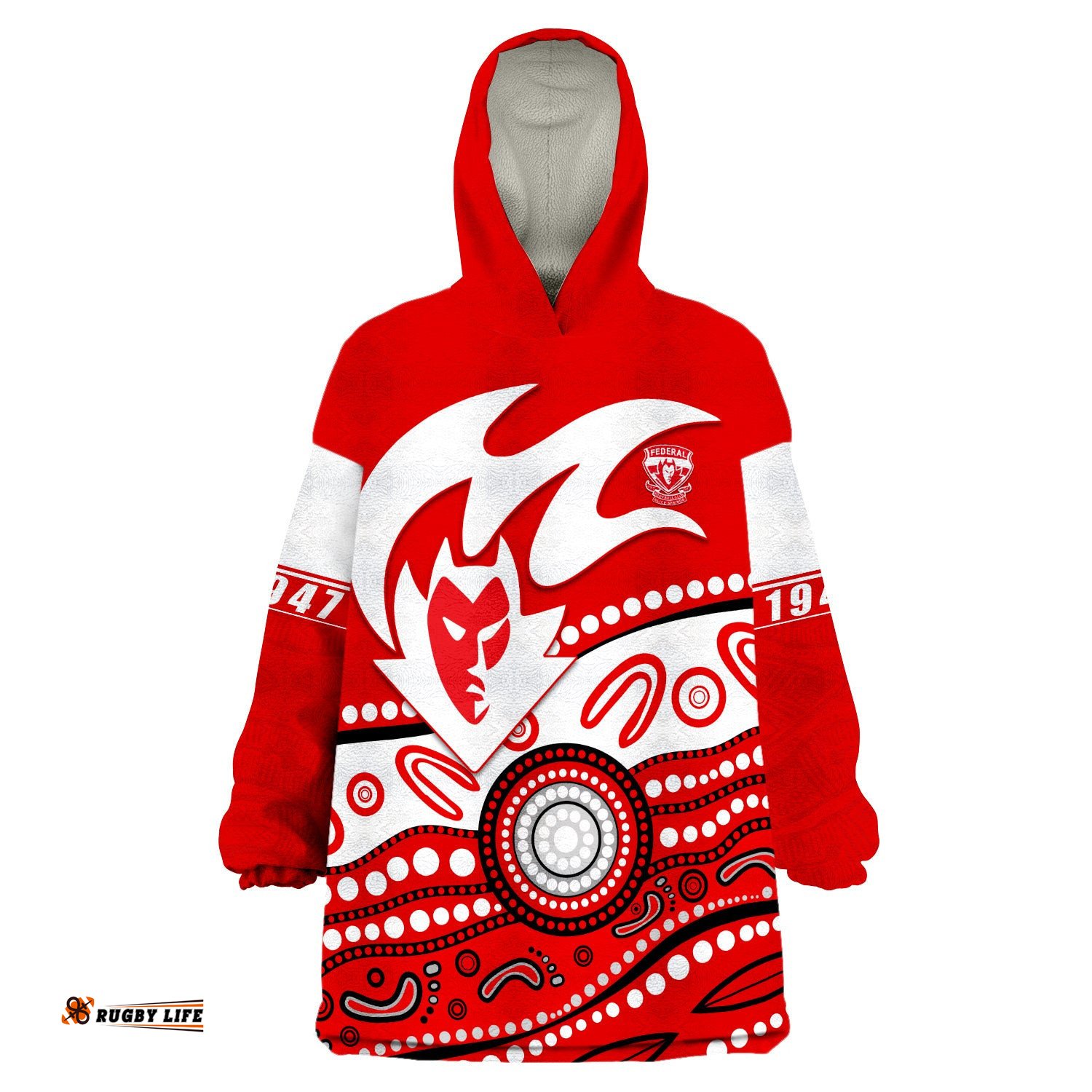 custom personalised federal demons football club indigenous wearable blanket hoodie