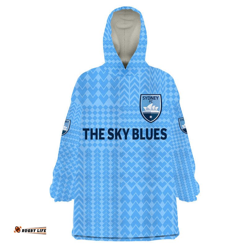 custom personalised sydney the sky blues wearable blanket hoodie soccer club original style blue