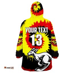 custom text and number australia aboriginal colorful tie dye wearable blanket hoodie