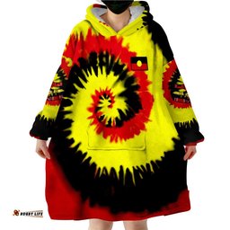 custom text and number australia aboriginal colorful tie dye wearable blanket hoodie