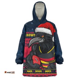 Adelaide Crows Merry Christmas Down Under Footy Power Style Wearable Blanket Hoodie Aussie Oodie