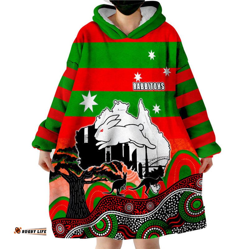 rabbitohs rugby wearable blanket hoodie australia day style