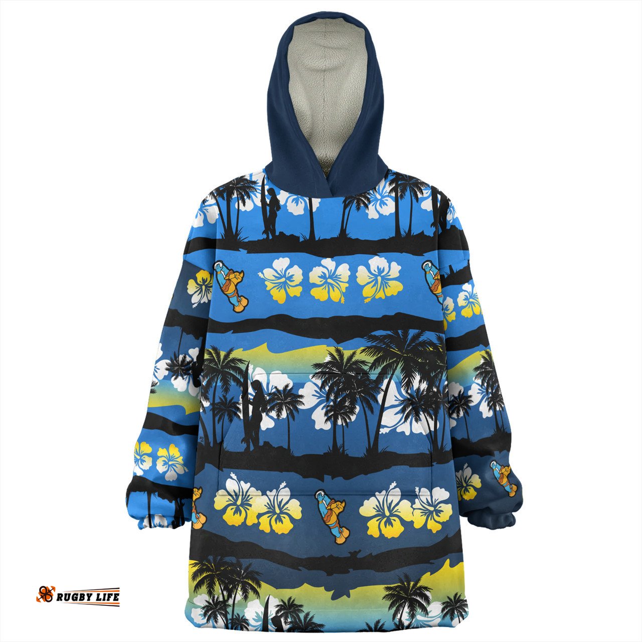 Gold Coast Titans Sport Snug Hoodie - Tropical Hibiscus and Coconut Trees