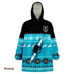 custom personalised port adelaide football wearable blanket hoodie magentas indigenous merry christmas