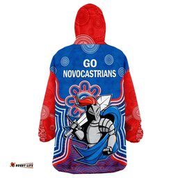 knights rugby wearable blanket hoodie novocastrians 1987 aboriginal art