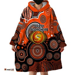 custom text and number perth scorchers bbl wearable blanket hoodie aboriginal patterns
