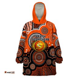 custom text and number perth scorchers bbl wearable blanket hoodie aboriginal patterns