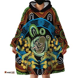 baby in the womb wearable blanket hoodie aboriginal art style