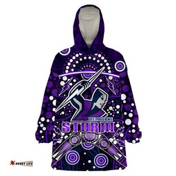 custom personalised storm rugby wearable blanket hoodie melbourne boomerang indigenous dots