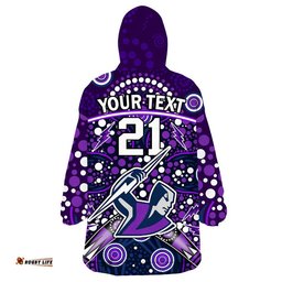 custom personalised storm rugby wearable blanket hoodie melbourne boomerang indigenous dots