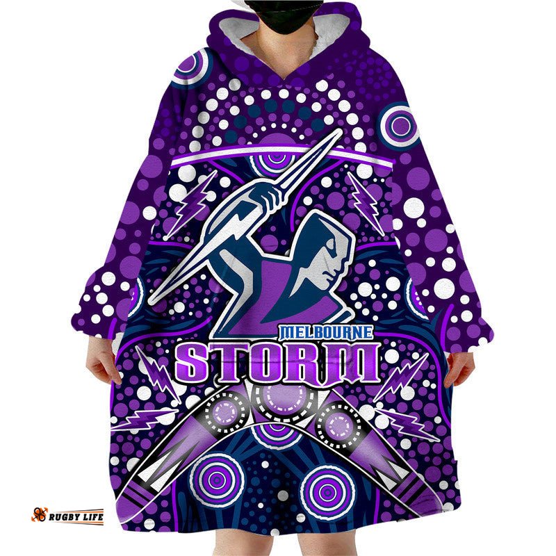 custom personalised storm rugby wearable blanket hoodie melbourne boomerang indigenous dots