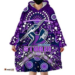 custom personalised storm rugby wearable blanket hoodie melbourne boomerang indigenous dots