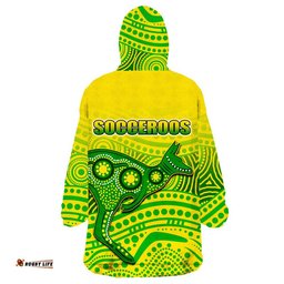 australia aboriginal soccer wearable blanket hoodie kangaroo socceroos art style