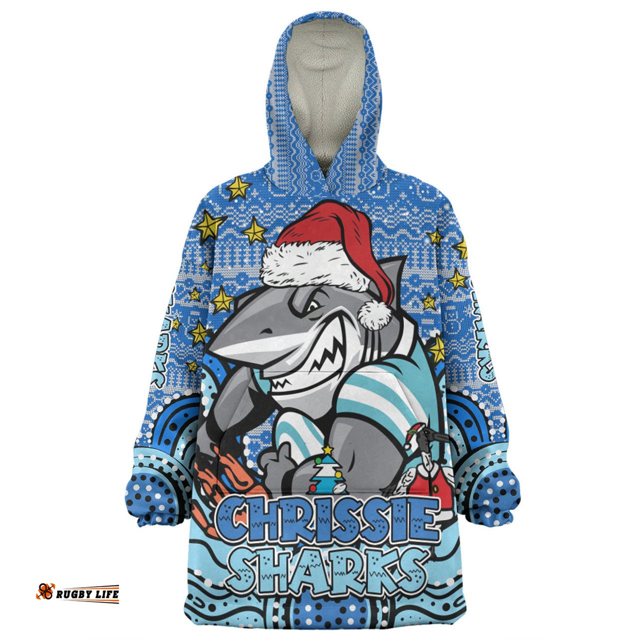 Cronulla-Sutherland Sharks Christmas Custom Snug Hoodie - Christmas Knit Patterns Vintage Jersey Ugly Snug Hoodie