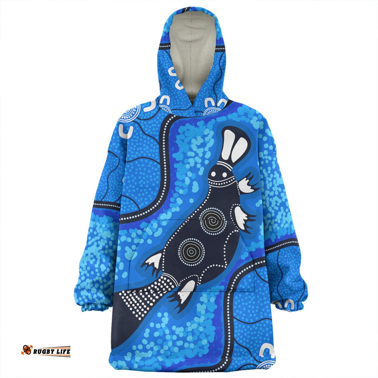 Australia Aboriginal Platypus Art Wearable Blanket Hoodie Aussie Oodie