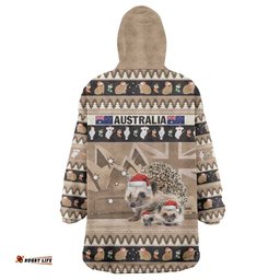 aussie echidna wearable blanket hoodie merry christmas