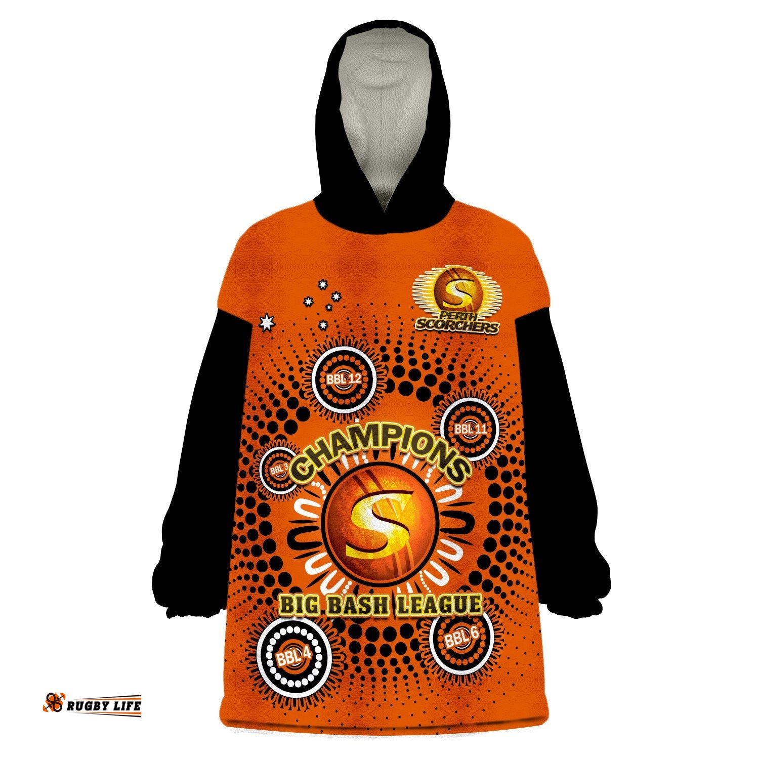 perth scorchers cricket wearable blanket hoodie indigenous 5th champions bbl proud