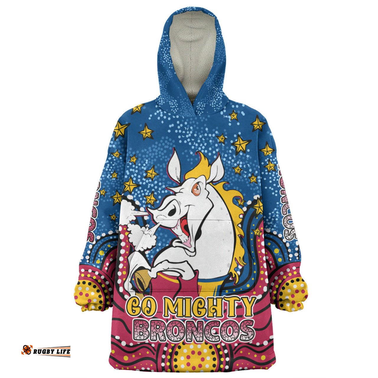 Brisbane Broncos Custom Snug Hoodie - Custom With Aboriginal Inspired Style Of Dot Painting Patterns Snug Hoodie