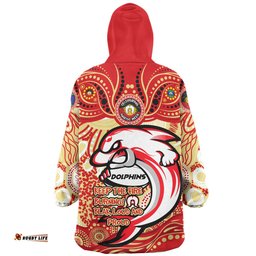 Redcliffe Dolphins Snug Hoodie Celebrating Naidoc Week 2024 Aboriginal Dot Art Inspired