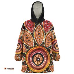 Australia Aboriginal Beautiful Dotted Leaves Aboriginal Art Background Wearable Blanket Hoodie Aussie Oodie