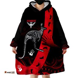custom text and number bombers indigenous essendon for life wearable blanket hoodie