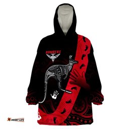 custom text and number bombers indigenous essendon for life wearable blanket hoodie