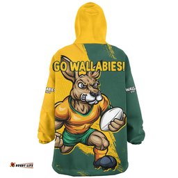 Aussie Wallabies Unstoppable Wallabies Spirit Of The Championship Yellow Wearable Blanket Hoodie Aussie Oodie