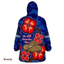 australia anzac wearable blanket hoodie lest we forget camouflage mix aboriginal poppies and slouch hat